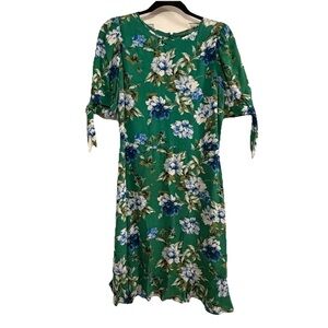 Banana Republic Puff-Sleeve Green Floral Dress Patterned Women’s 6 EUC